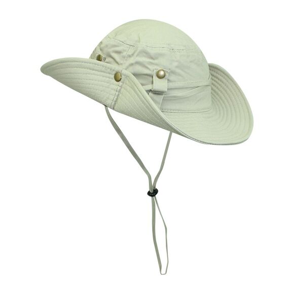 Safari Style Cotton Hat With Chin Cord & Side Snaps - Picture 1 of 8